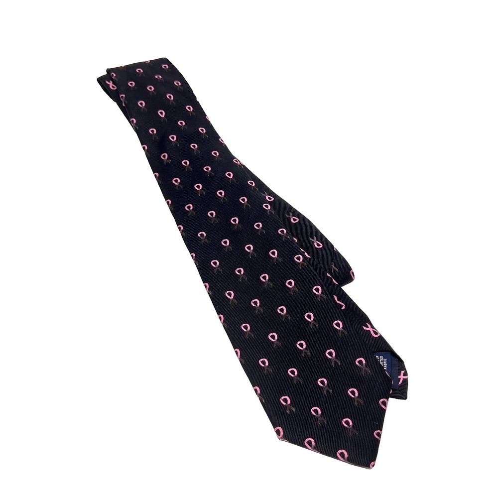 R. Hanauer 100% Silk Men's Tie Lightweight‎ Hand Sewn Breast Cancer Awareness